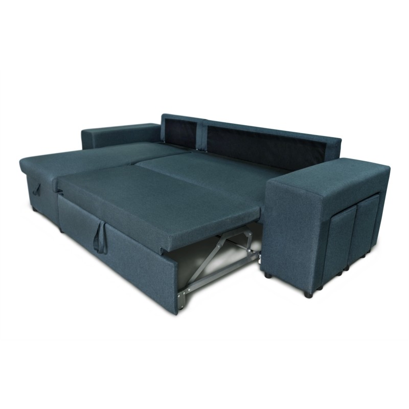 El sofá de esquina 3 coloca el puf de tela en el estante derecho a la izquierda ADRIEN (azul gasolina) - image 55504