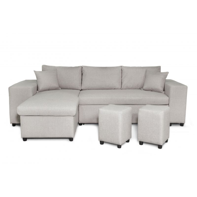 El sofá de esquina 3 coloca el puf de tela en el estante derecho a la izquierda ADRIEN (Natural) - image 55517