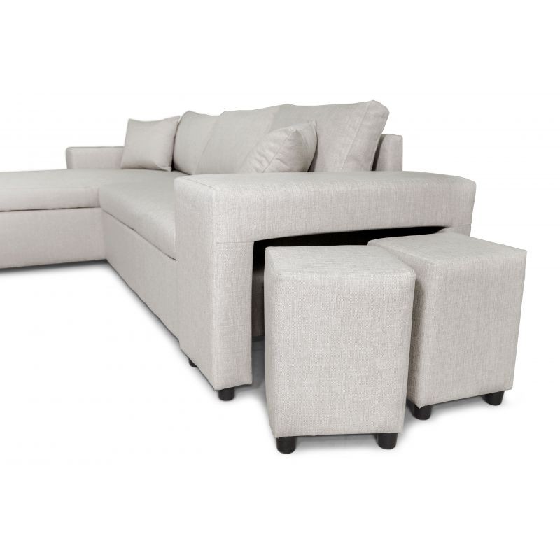 El sofá de esquina 3 coloca el puf de tela en el estante derecho a la izquierda ADRIEN (Natural) - image 55527