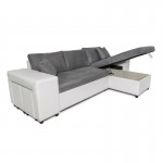 Corner sofa 3 places ottoman left shelf right FABIO (Grey, white)