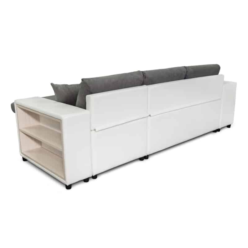 Corner sofa 3 places ottoman left shelf right FABIO (Grey, white) - image 55632