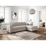 Convertible corner sofa 4 places fabric Right Angle CARIBI (Beige)