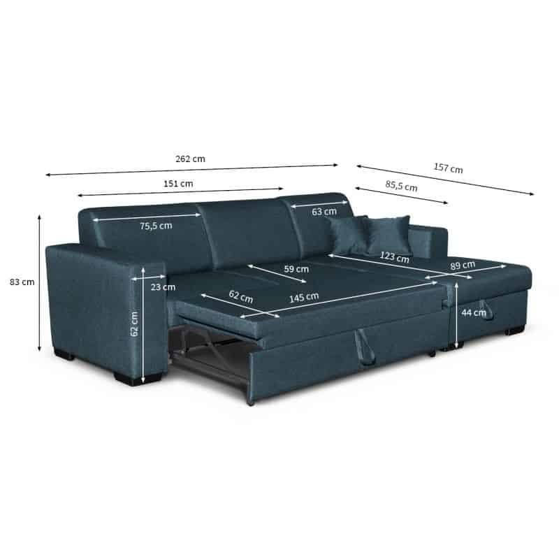 Convertible corner sofa 4 places fabric Right Angle CARIBI (Petrol blue) - image 55670