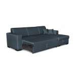 Convertible corner sofa 4 places fabric Right Angle CARIBI (Petrol blue)