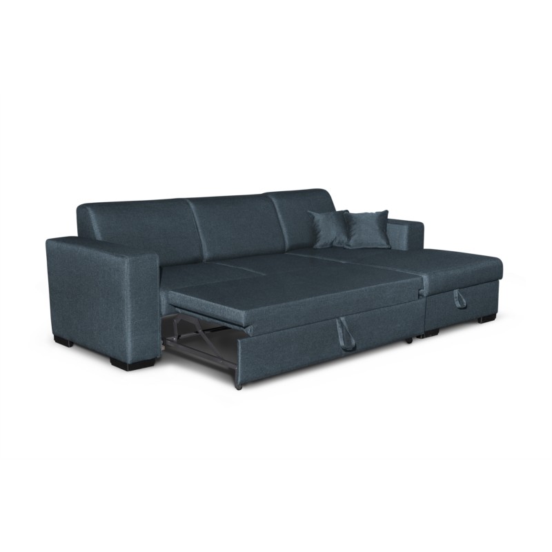 Convertible corner sofa 4 places fabric Right Angle CARIBI (Petrol blue) - image 55673
