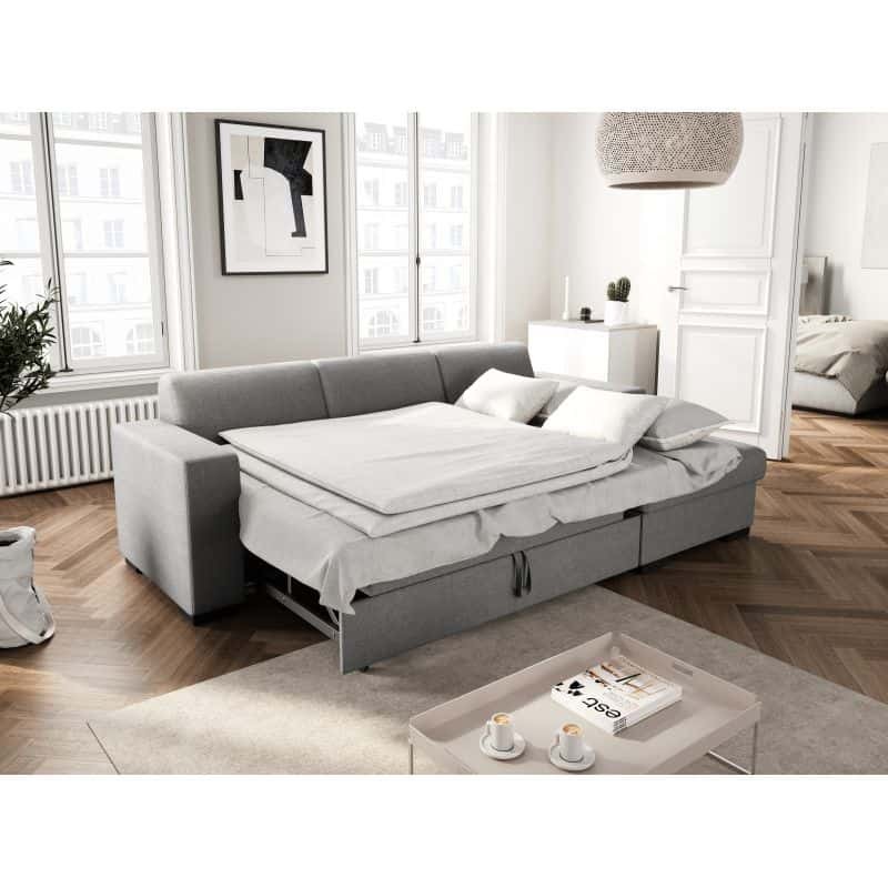 Convertible corner sofa 4 places fabric Right Angle CARIBI (Light grey) - image 55689