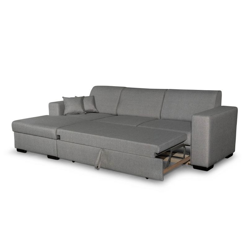 Convertible corner sofa 4 places fabric Left Corner CARIBI (Light Grey) - image 55704