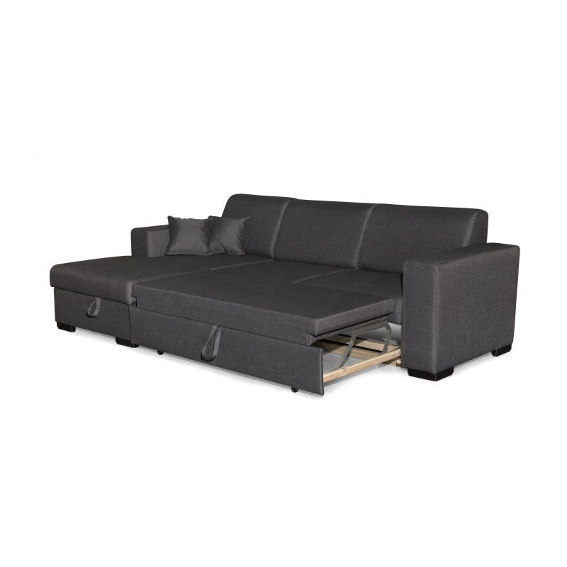 Convertible corner sofa 4 places fabric Left Corner CARIBI (Dark Grey) - image 55717