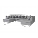 Mila fabric convertible corner sofa 5 seats (Grey)