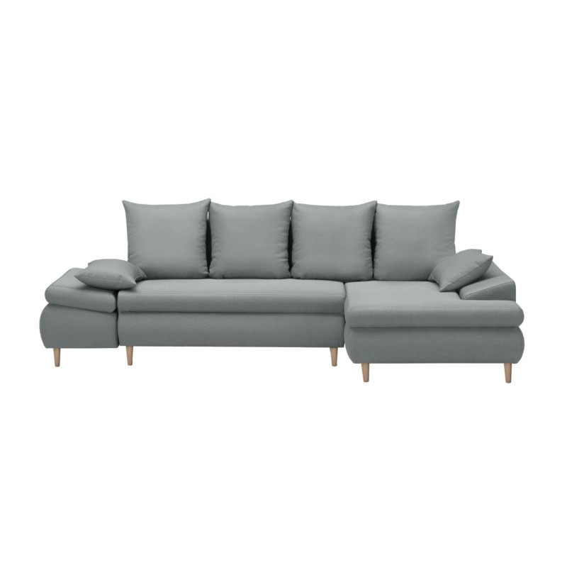 Convertible corner sofa 5 places fabric Right Angle CHAPUIS (Celadon Blue) - image 55793
