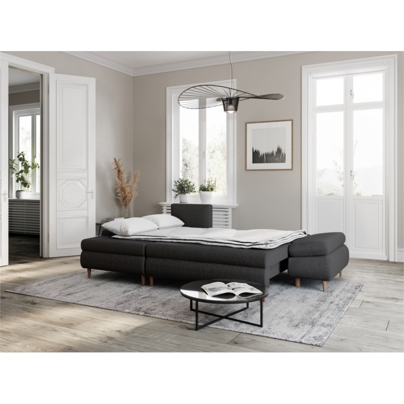 Convertible corner sofa 5 places fabric Left Angle CHAPUIS (Dark grey) - image 55823