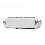 Convertible corner sofa 4 places fabric and imitation CATHIA (Grey, white)