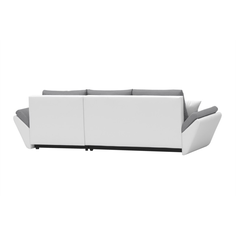 Canapé d'angle convertible 4 places tissu et simili CATHIA (Gris, blanc) - image 55838