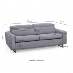 Sofa bed 3 places fabric MINA (Light grey)