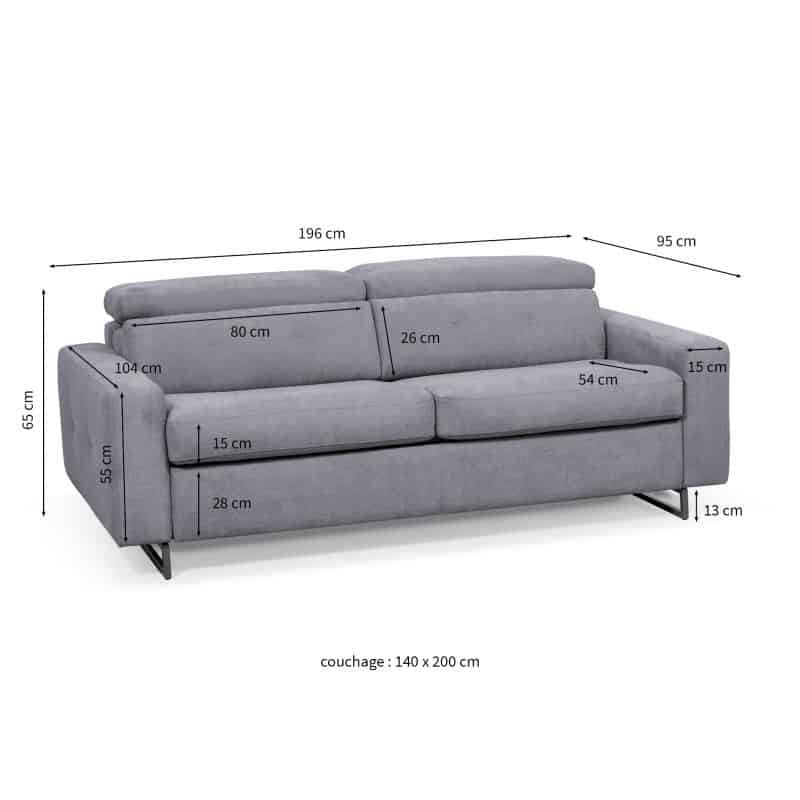 Sofa bed 3 places fabric MINA (Light grey) - image 55854