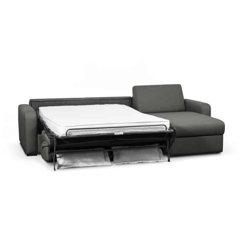 Convertible corner sofa 3 places fabric Right Angle LANDIN (Dark grey) - image 55905