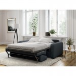 Sofa bed 3 places fabric Mattress 160 cm LANDIN (Dark blue)