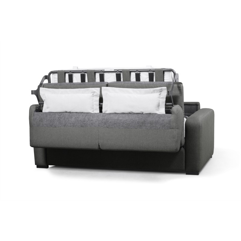  Sofa bed 3 places fabric Mattress 160 cm LANDIN (Dark grey) - image 55965