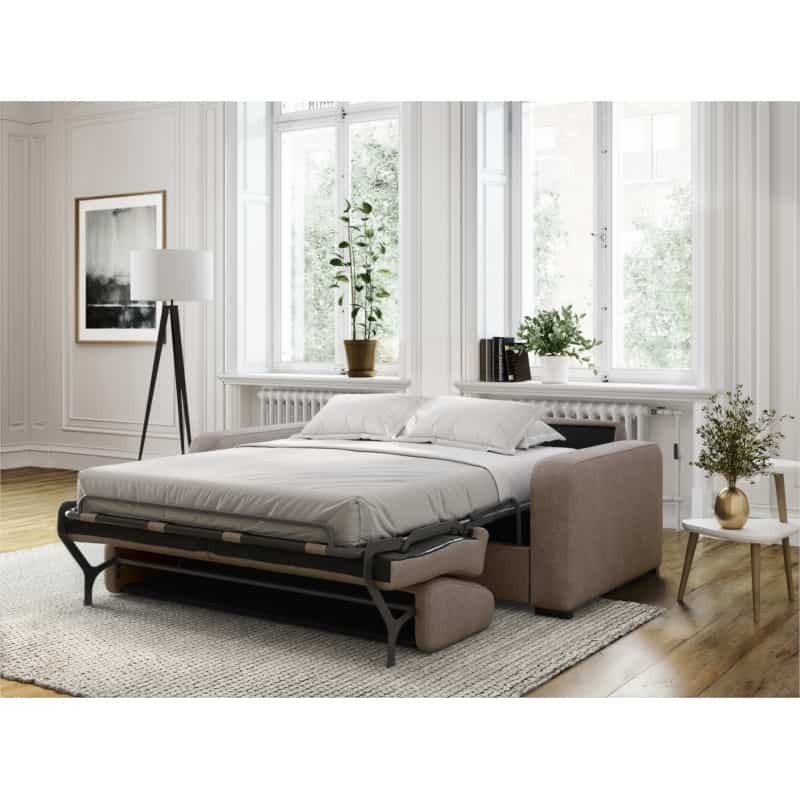 Sofa bed 3 places fabric Mattress 140 cm LANDIN (Beige) - image 55990