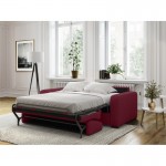Sofa bed 3 places fabric Mattress 140 cm LANDIN (Bordeaux)