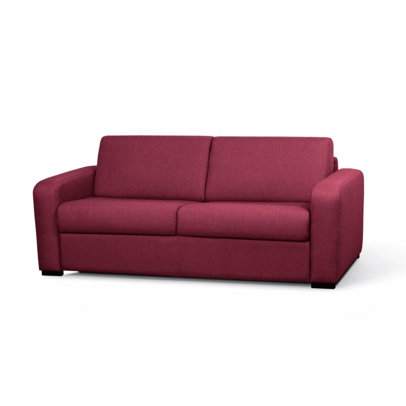 Sofa bed 3 places fabric Mattress 140 cm LANDIN (Bordeaux) - image 56015