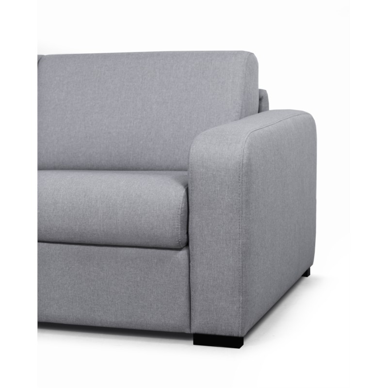 Sofa bed 3 places fabric Mattress 140 cm LANDIN (Light grey) - image 56024