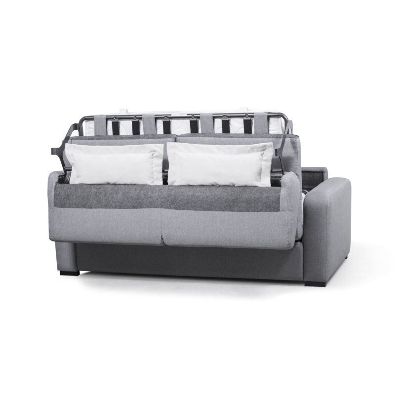 Sofa bed 3 places fabric Mattress 140 cm LANDIN (Light grey) - image 56028