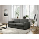 Sofa bed 3 places fabric Mattress 140 cm LANDIN (Dark grey)