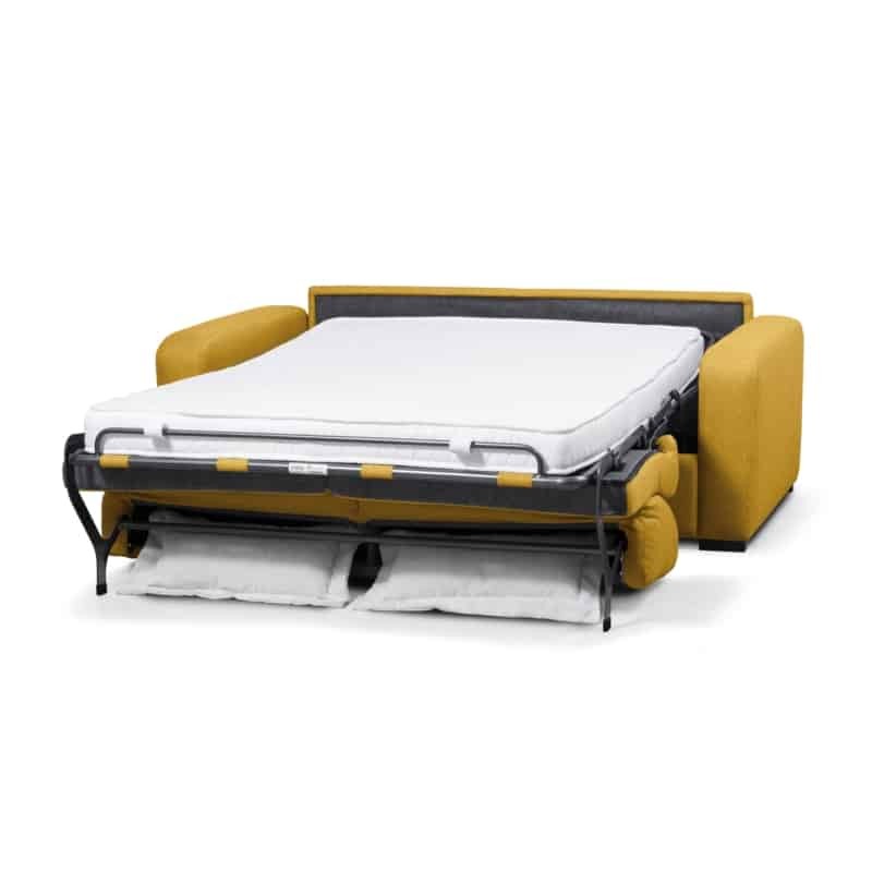 Sofa bed 3 places fabric Mattress 140 cm LANDIN (Yellow) - image 56043