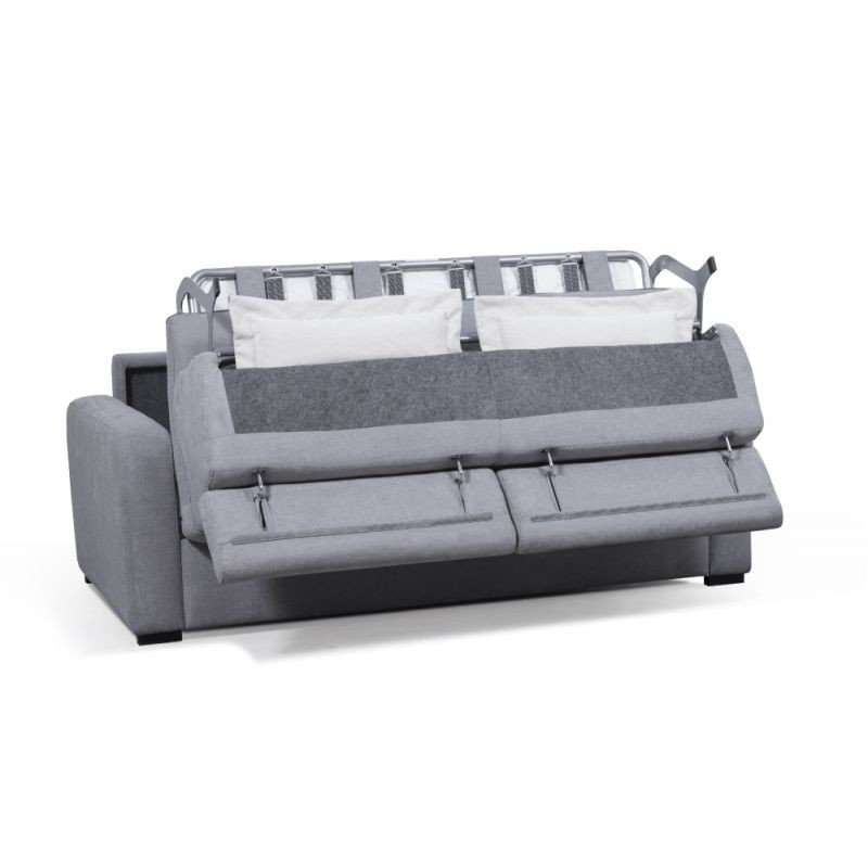 Sofá cama 3 plazas de tela de cabeza CAROLE (gris claro) - image 56047