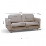 Sofa bed 3 places fabric BOLI (Brown)