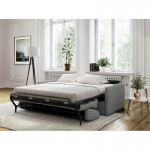 Sofá cama 3 plazas tela CANDY Colchón 140cm (Gris claro)