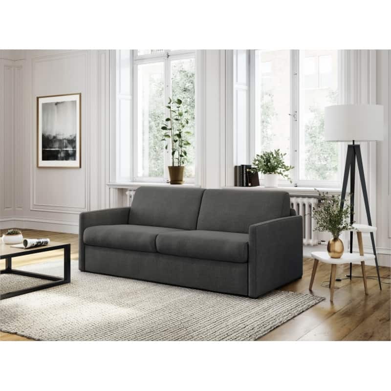 Sofa bed 3 places fabric CANDY Mattress 140cm (Dark grey) - image 56148