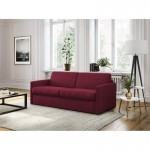 Sofa bed system express sleeping 3 places fabric CANDY Mattress 140cm (Bordeaux)