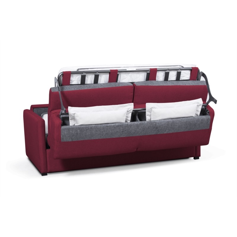 Sistema de sofá cama express para dormir 3 plazas tela CANDY Colchón 140cm (Burdeos) - image 56194