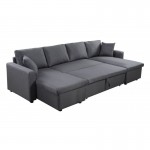 6-seater convertible corner sofa RAPHY fabric (Dark grey)