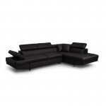 Convertible corner sofa 5 places imitation Right Angle RIO (Black)