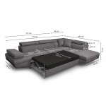 Convertible corner sofa 5 places imitation Right Angle RIO (Black)