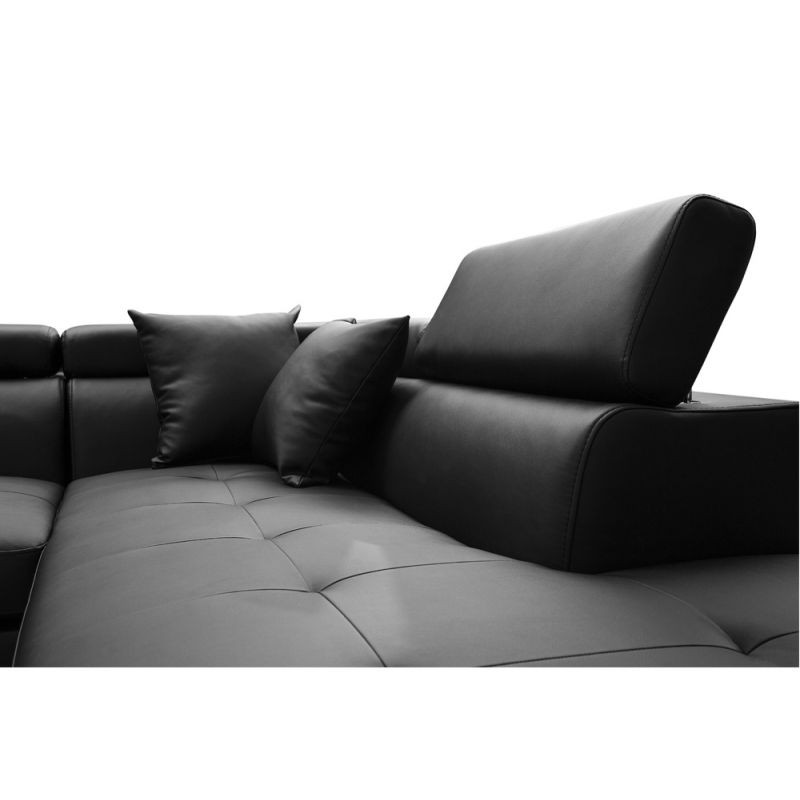 Convertible corner sofa 5 places imitation Right Angle RIO (Black) - image 56254