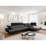 Convertible corner sofa 5 places imitation Right Angle RIO (Grey, black)