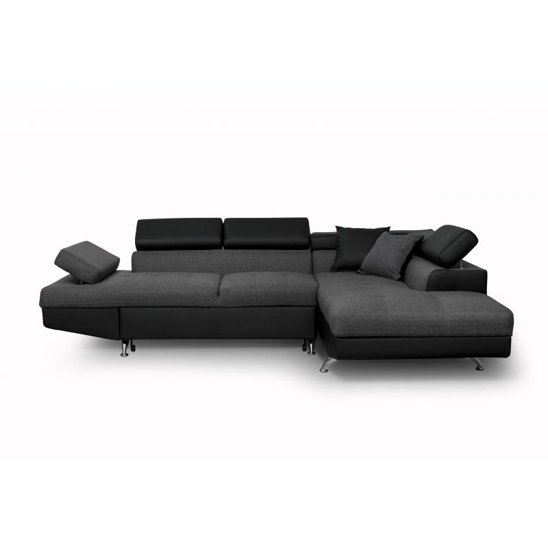 Convertible corner sofa 5 places imitation Right Angle RIO (Grey, black) - image 56285