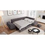 Convertible corner sofa 5 places microfiber Right Angle RIO (Grey)