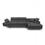 Convertible corner sofa 5 places fabric Right Angle RIO (Dark grey)
