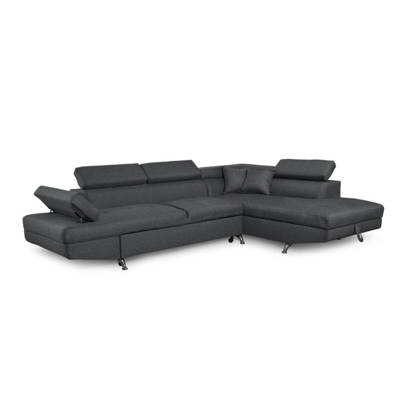 Convertible corner sofa 5 places fabric Right Angle RIO (Dark grey) - image 56321