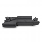 Convertible corner sofa 5 places fabric Left Corner RIO (Dark grey)