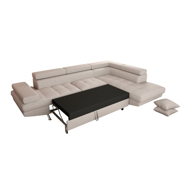 Convertible corner sofa 5 places fabric Right Angle RIO (Beige) - image 56336