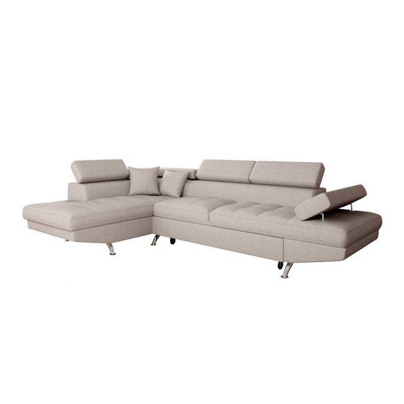 Convertible corner sofa 5 places fabric Left Corner RIO (Beige) - image 56349