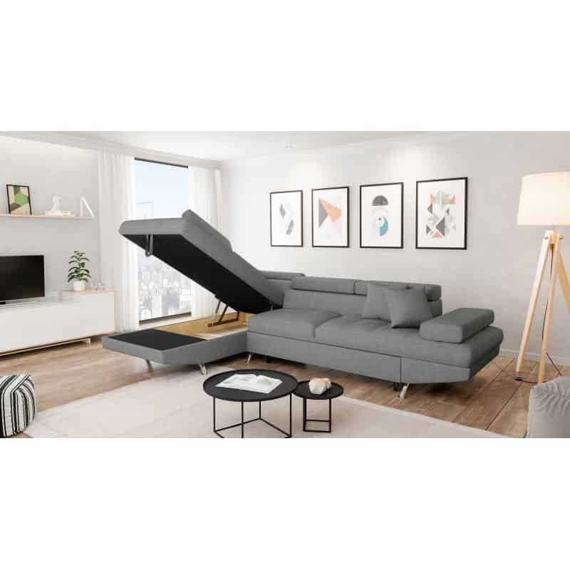 Convertible corner sofa 5 places fabric Left Corner RIO (Light grey) - image 56379
