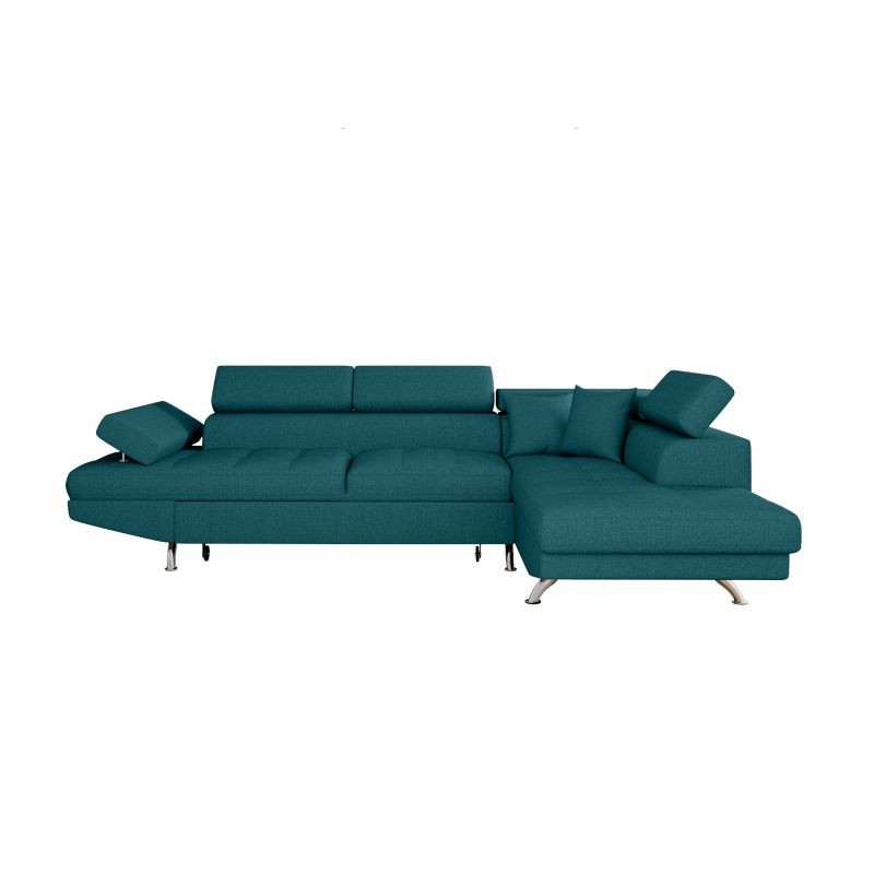 Convertible corner sofa 5 places fabric Right Angle RIO (Duck Blue) - image 56387