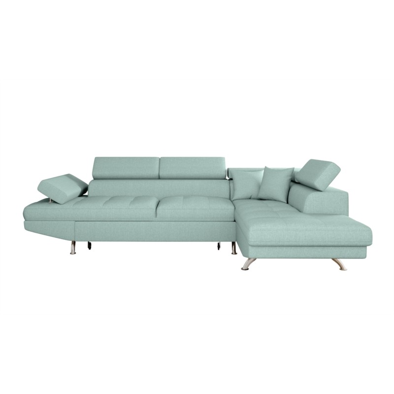 Convertible corner sofa 5 places fabric Right Angle RIO (Light blue) - image 56409